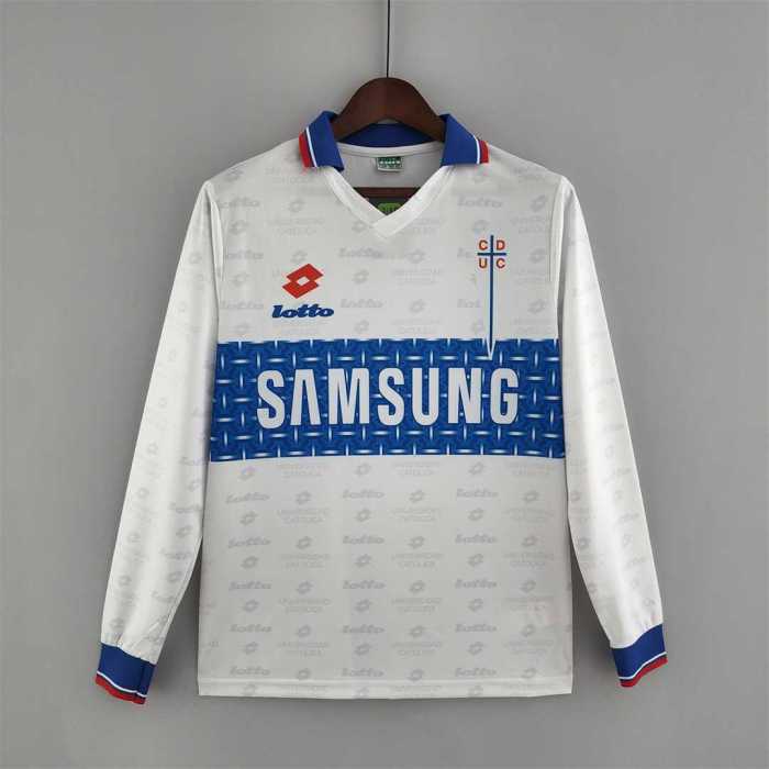 Retro Jersey Long Sleeve 1996 Club Deportivo Universidad Cat&oacute;lica 3rd Away White Soccer Jersey
