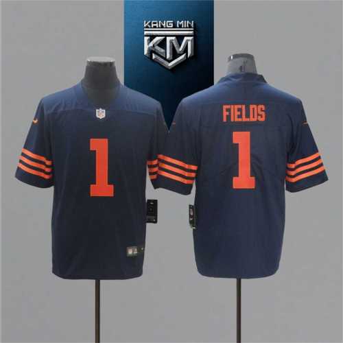 2021 Bears 1 FIELDS Blue NFL Jersey S-XXL Orange Font