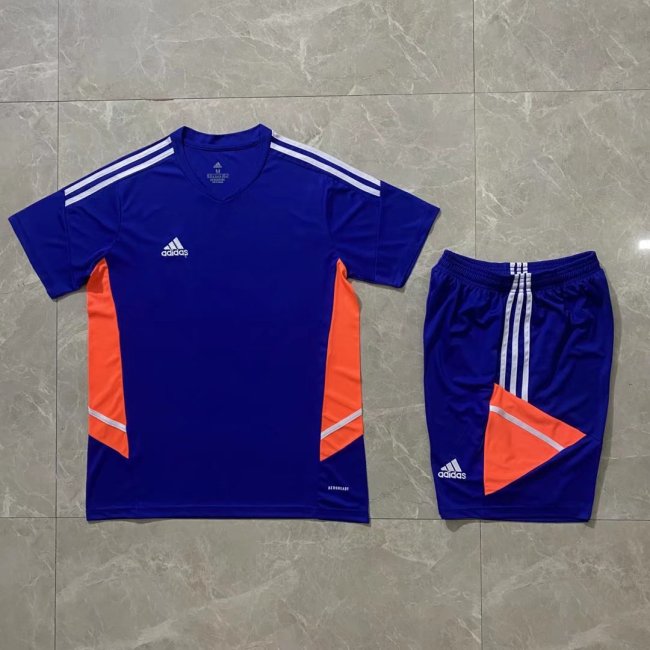 AD721 Blue Blank Soccer Training Jersey Shorts DIY Cutoms Uniform