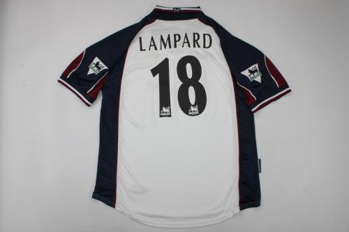 with Retro EPL Patch Retro Jersey 1999-2001 West Ham United LAMPARD 18 Away White Soccer Jersey