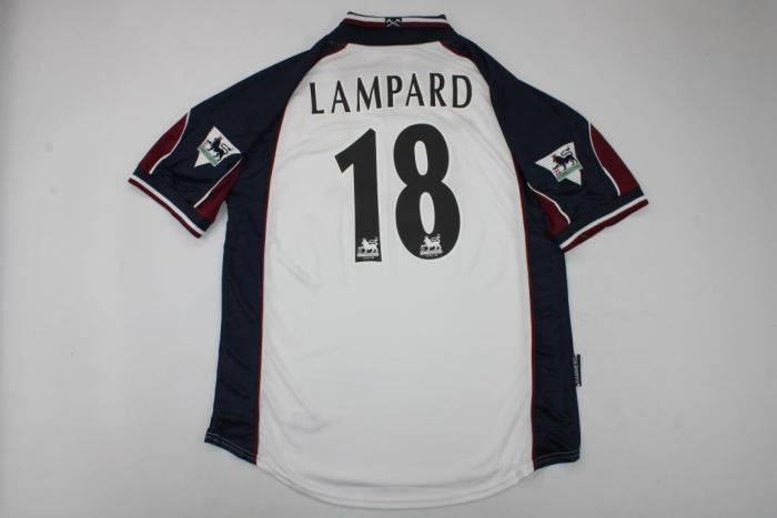 with Retro EPL Patch Retro Jersey 1999-2001 West Ham United LAMPARD 18 Away White Soccer Jersey