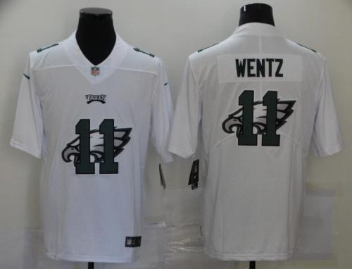 Eagles 11 Carson Wentz White Shadow Logo Limited Jersey