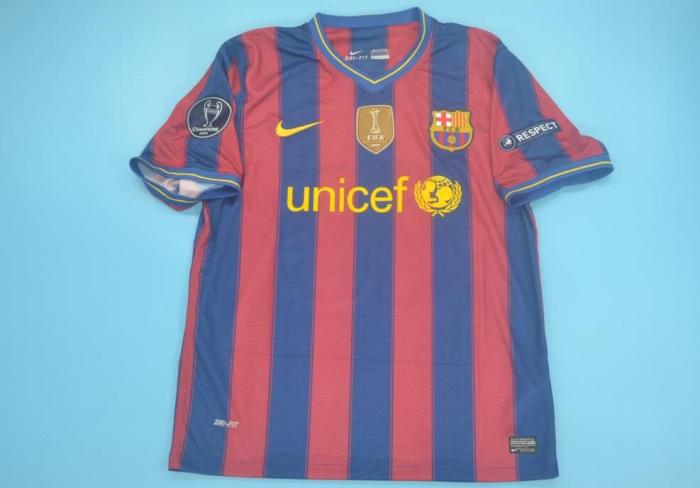 with UCL+Golden FIFA Patch Retro Jersey 2009-2010 Barcelona Home Soccer Jersey Vintage Football Shirt