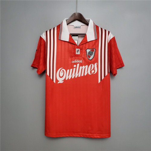 Retro Jersey 1995-1996 River Plate Away Red Soccer Jersey Vintage Football Shirt