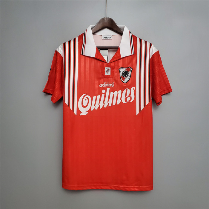 Retro Jersey 1995-1996 River Plate Away Red Soccer Jersey Vintage Football Shirt