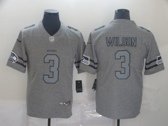Seattle Seahawks 3 WILSON 2019 Gray Gridiron Gray Vapor Untouchable Limited Jersey