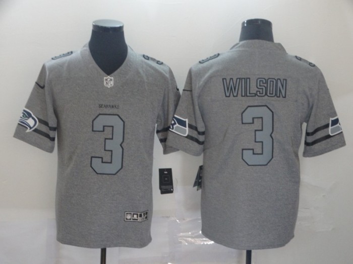 Seattle Seahawks 3 WILSON 2019 Gray Gridiron Gray Vapor Untouchable Limited Jersey