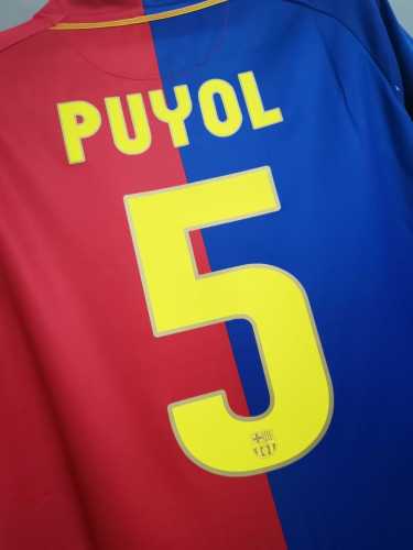 with LFP Patch Retro Jersey 2008-2009 Barcelona PUYOL 5 Home Soccer Jersey Vintage Football Shirt