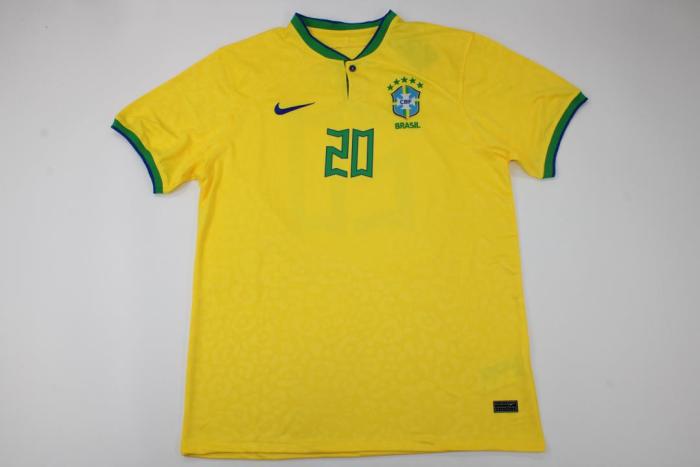 Fans Version 2022 World Cup Brazil 20 VINI JR. Home Soccer Jersey