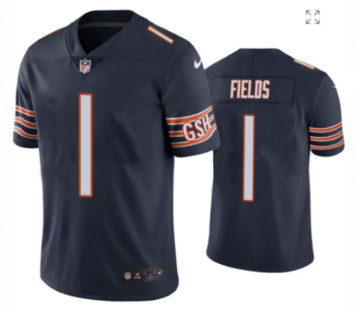 2021 NFL Rookies Jersey Chicago Bears 1 Justin Fields Navy