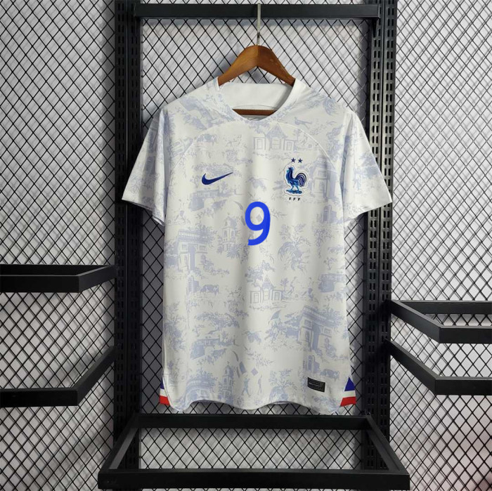 Retro Jersey 2022 France GIROUD 9 Away Soccer Jersey