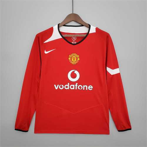 Retro Jersey Long Sleeve 2004-2006 Manchester United Home Soccer Jersey Vintage Football Shirt