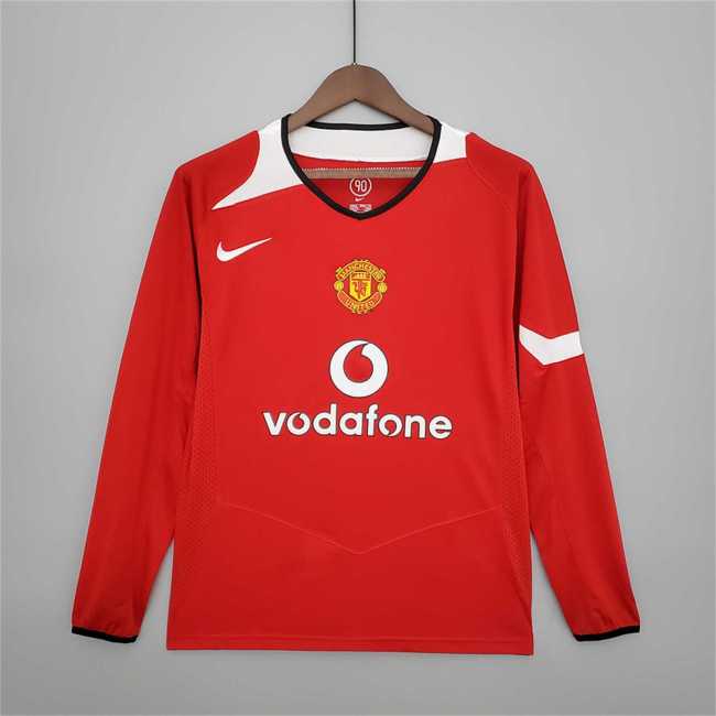 Retro Jersey Long Sleeve 2004-2006 Manchester United Home Soccer Jersey Vintage Football Shirt