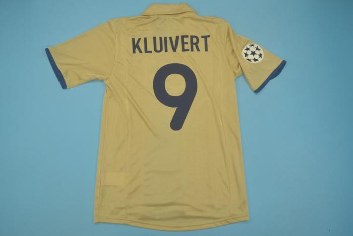 with UCL Patch Retro Jersey 2001-2002 Barcelona 9 KLUIVERT Away Yellow Soccer Jersey