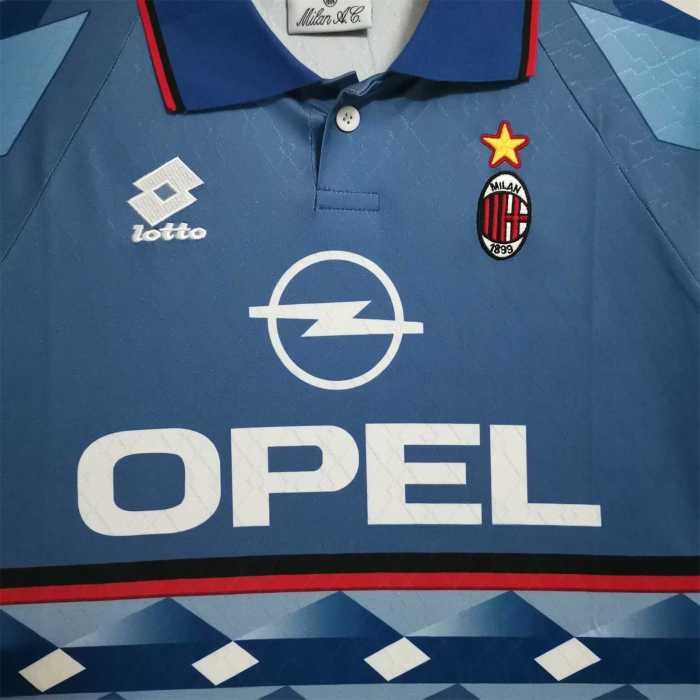 Retro Jersey 1995-1996 AC Milan Away Blue Soccer Jersey Vintage Football Shirt