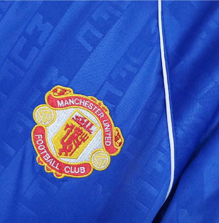 Retro Jersey 1988-1989 Manchester United Third Away Blue Soccer Jersey Vintage Football Shirt