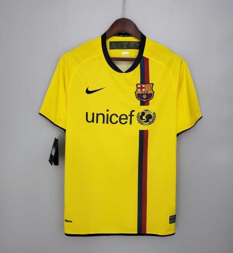 Retro Jersey 2008-2009 Barcelona Away Yellow Soccer Jersey Vintage Football Shirt