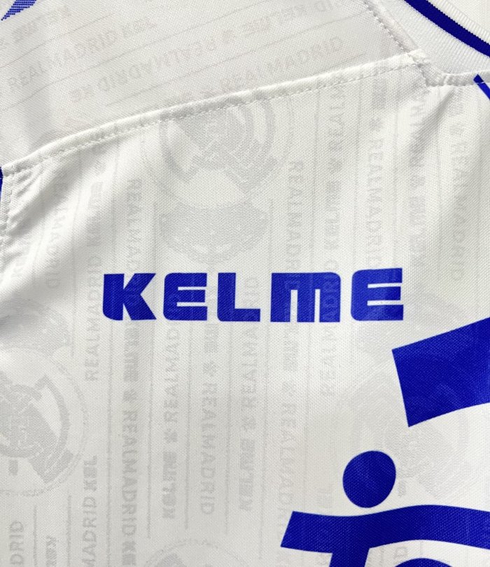with LFP Patch Retro Jersey 1996-1997 Real Madrid Third Away White/Purple Soccer Jersey