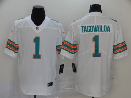 Miami Dolphins 1 Tua Tagovailoa White Throwback Vapor Untouchable Limited Jersey