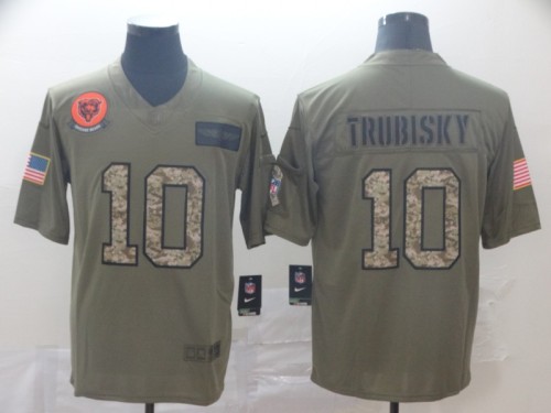 Chicago Bears 10 Mitchell Trubisky 2019 Olive Camo Salute To Service Limited Jersey