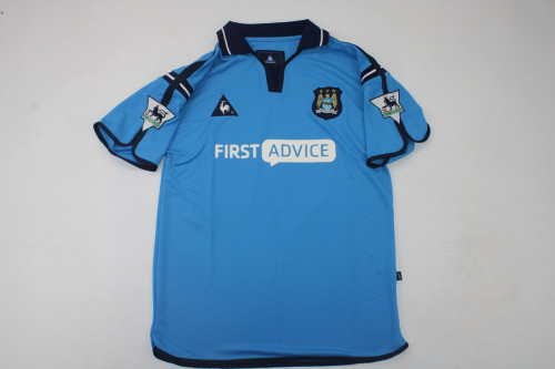 with EPL Patch Retro Man City Shirt 2002-2003 Manchester City BARTON 41 Home Soccer Jersey