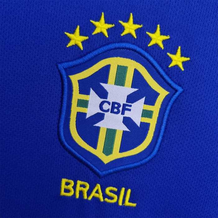 Retro Jersey 2004 Brazil Away Blue Soccer Jersey Vintage Brasil Camisetas de Futbol