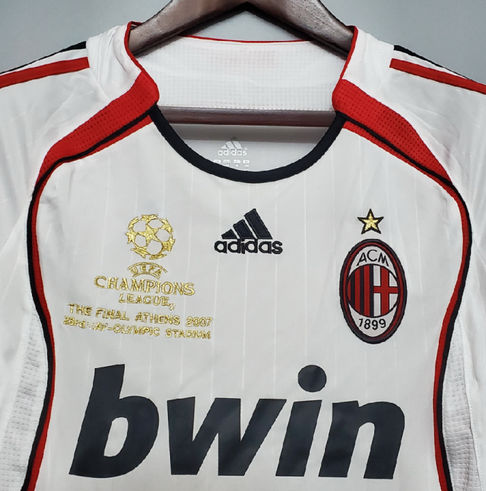 Retro Jersey Long Sleeve 2006-2007 AC Milan Champions League Away White Soccer Jersey