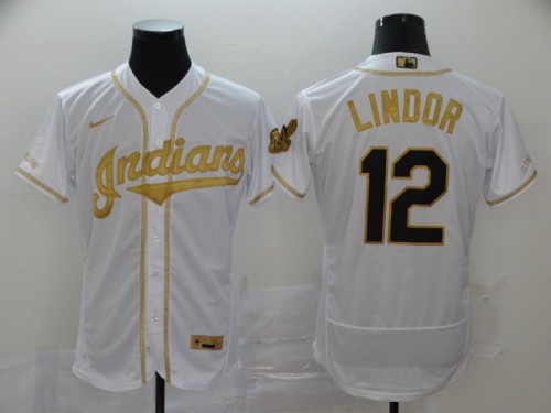 Cleveland Indians 12 LINDOR White MLB Jersey