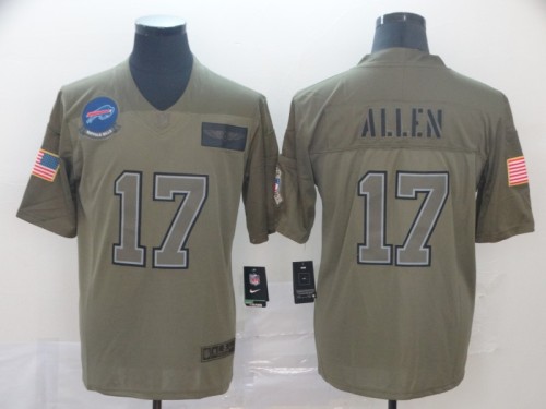 Buffalo Bills 17 Josh Allen 2019 Olive Salute To Service Limited Jersey