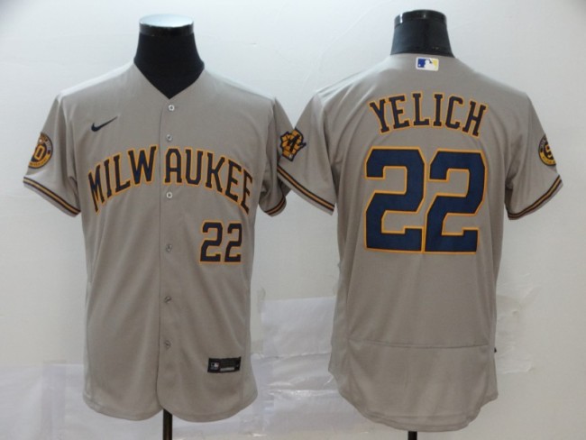 Milwaukee Brewers 22 YELICH Grey Base Jersey
