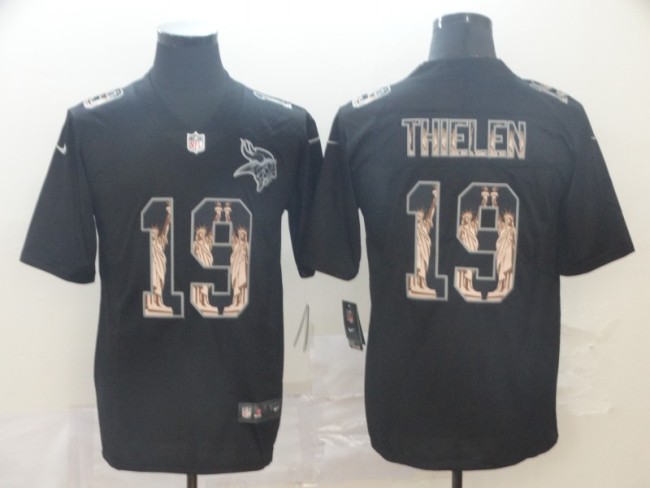 Minnesota Vikings 19 THIELEN Black Statue of Liberty Limited Jersey
