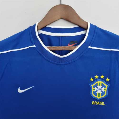 Retro Jersey 1998 Brazil Away Blue Soccer Jersey Vintage Brasil Football Shirt