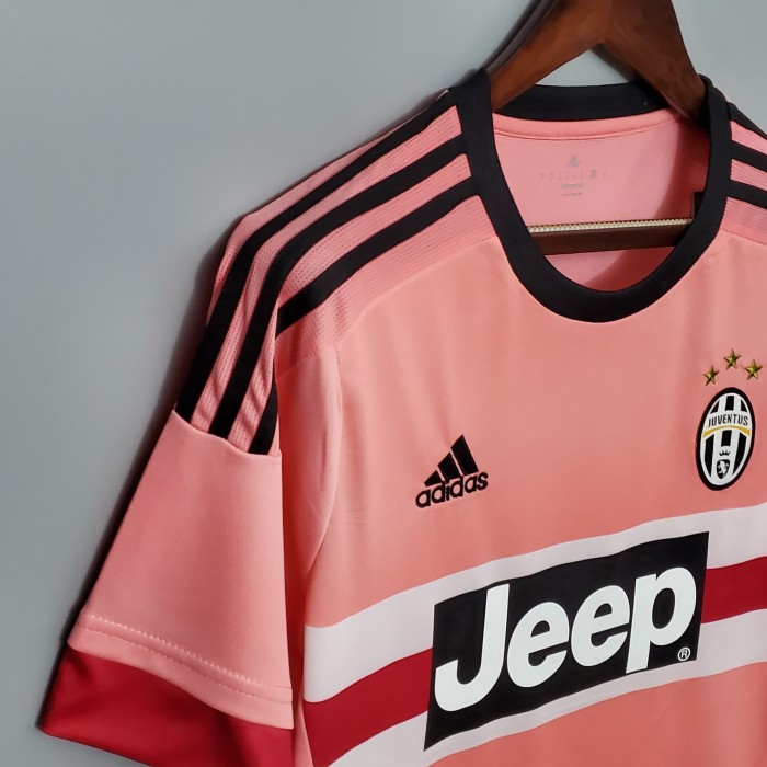 Retro Jersey 2015-2016 Juventus DYBALA 21 Away Pink Soccer Jersey Vintage Football Shirt