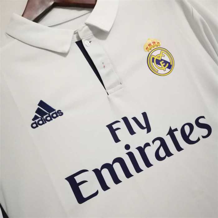 with LFP Patch Retro Jersey 2016-2017 Real Madrid Home Soccer Jersey