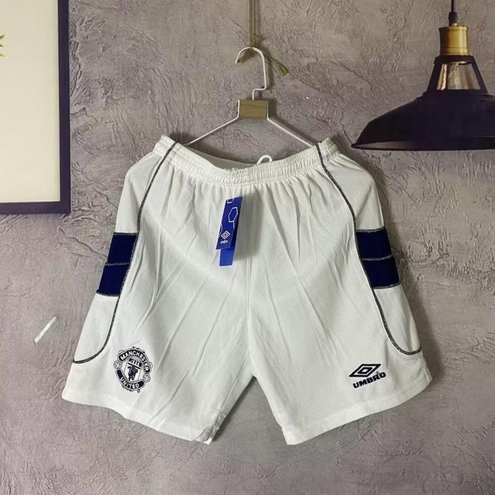 Retro Shorts 2000-2001 Manchester United Away White Soccer Shorts