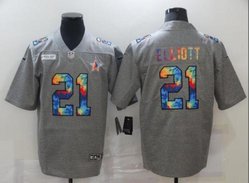 Dallas Cowboys 21 ELLIOTT Grey Vapor Untouchable Rainbow Limited Jersey
