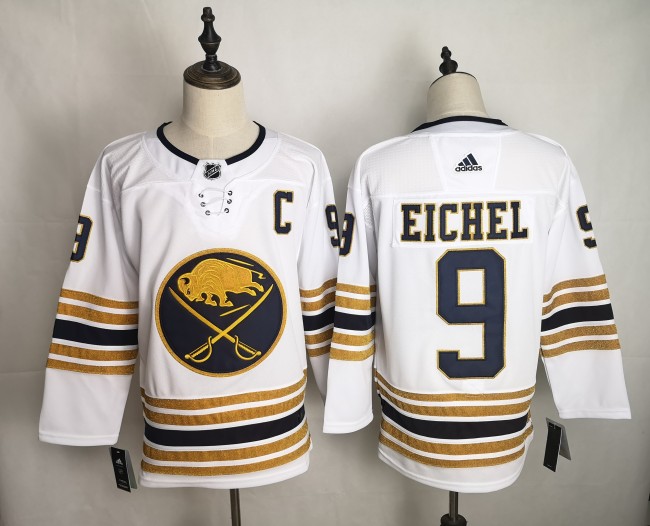 Long Sleeve Buffalo Sabres #9 EICHEL 50 Years Anniversary White NHL Jersey