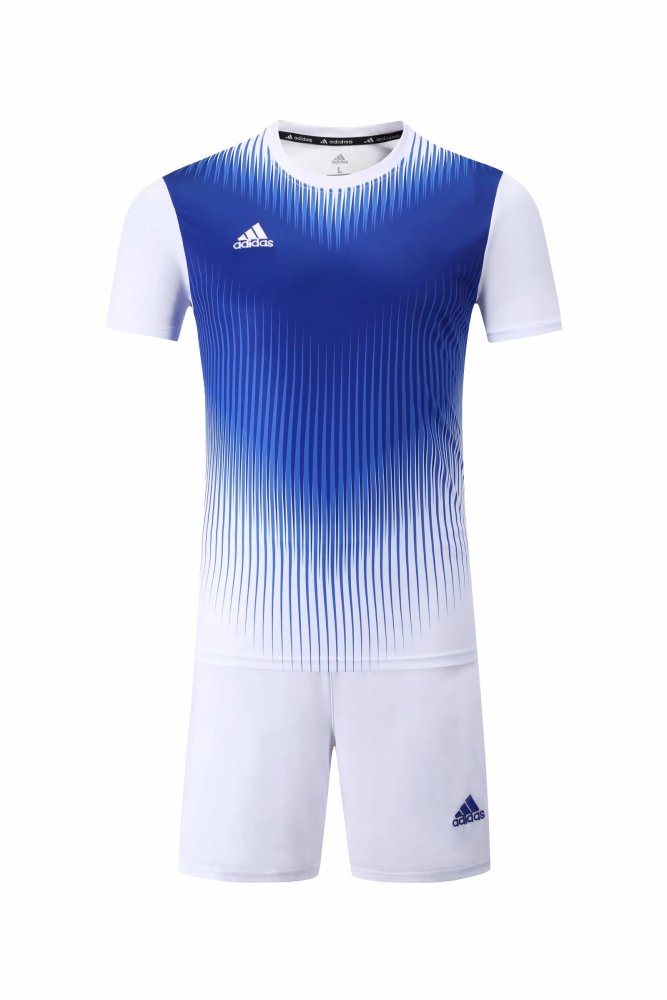 #816 White/Blue Soccer Training Uniform Jersey and Shorts