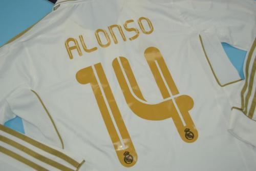 Long Sleeve Retro Jersey 2011-2012 Real Madrid 14 ALONSO Home Soccer Jersey