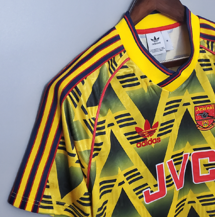 Retro Jersey 1991-1993 Arsenal Away Soccer Jersey Yellow Vintage Football Shirt