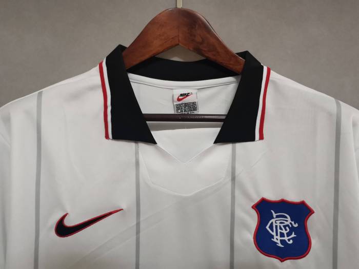 Retro Jersey 1997-1999 Rangers Away White/Black  Soccer Jersey