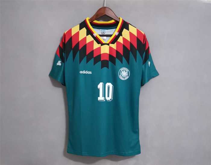 Retro Jersey 1994 Germany MATTHAUS 10 Away Green Soccer Jersey