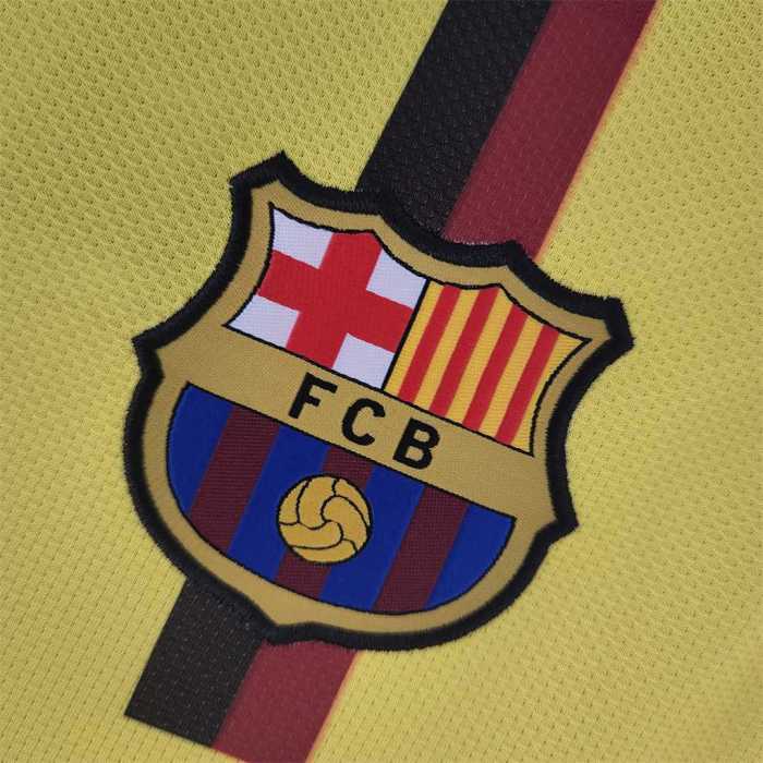 Retro Jersey Long Sleeve 2008-2009 Barcelona Away Soccer Jersey Yellow Vintage Football Shirt