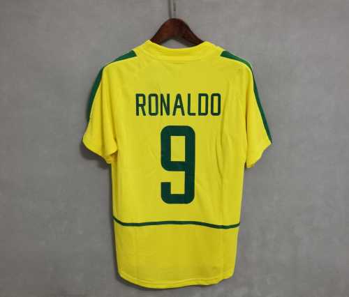 with Patch Retro Jersey 2002 Brazil RONALDO 9 Home Soccer Jersey Brasil Camisetas de Futbol