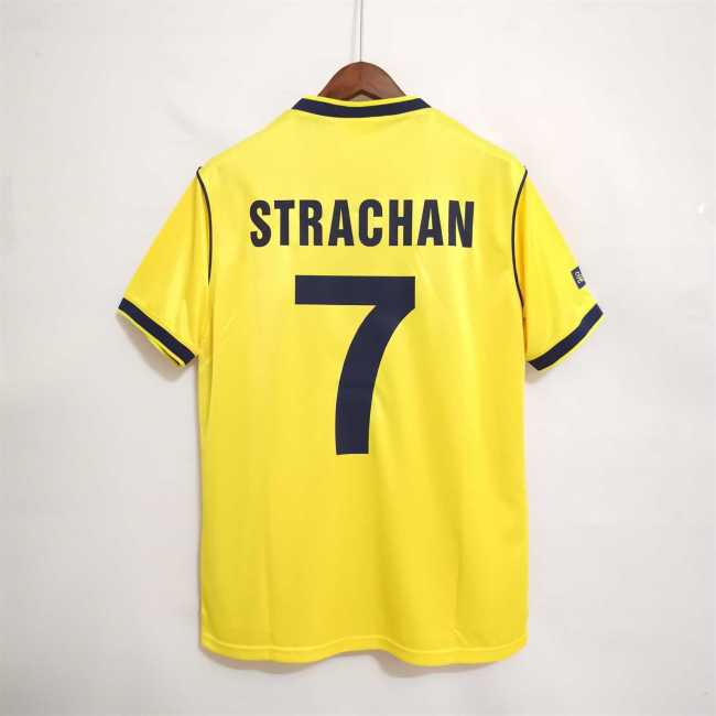 Retro Jersey 1986 Scotland STRACHAN Away Yellow Soccer Jersey