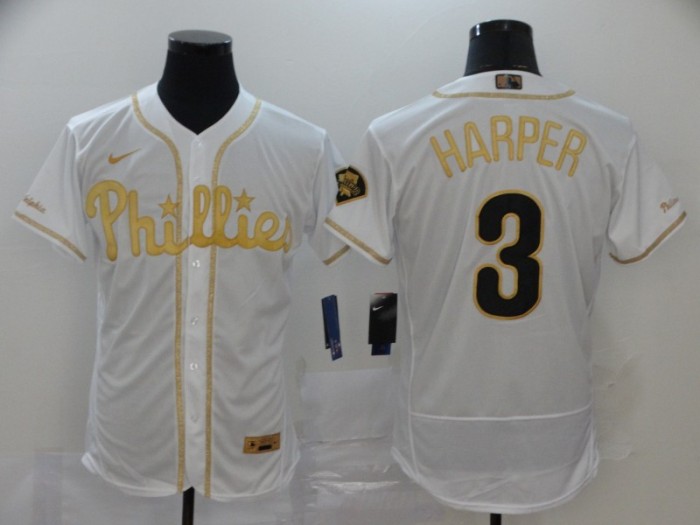Retro Jersey Philadelphia Phillies 3 HARPEN White/Gold MLB Jersey