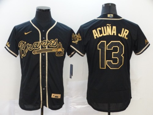 Retro Jersey Atlanta Braves 13 ACUNA JR. Black/Gold MLB Jersey
