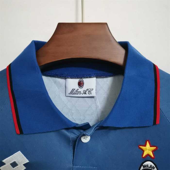 Retro Jersey 1995-1996 AC Milan Away Blue Soccer Jersey Vintage Football Shirt