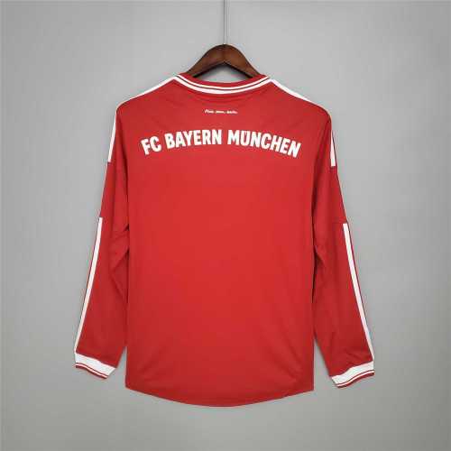 with Front Lettering Retro Jersey Long Sleeve 2013-2014 Bayern Munich Champions League Home Soccer Jersey