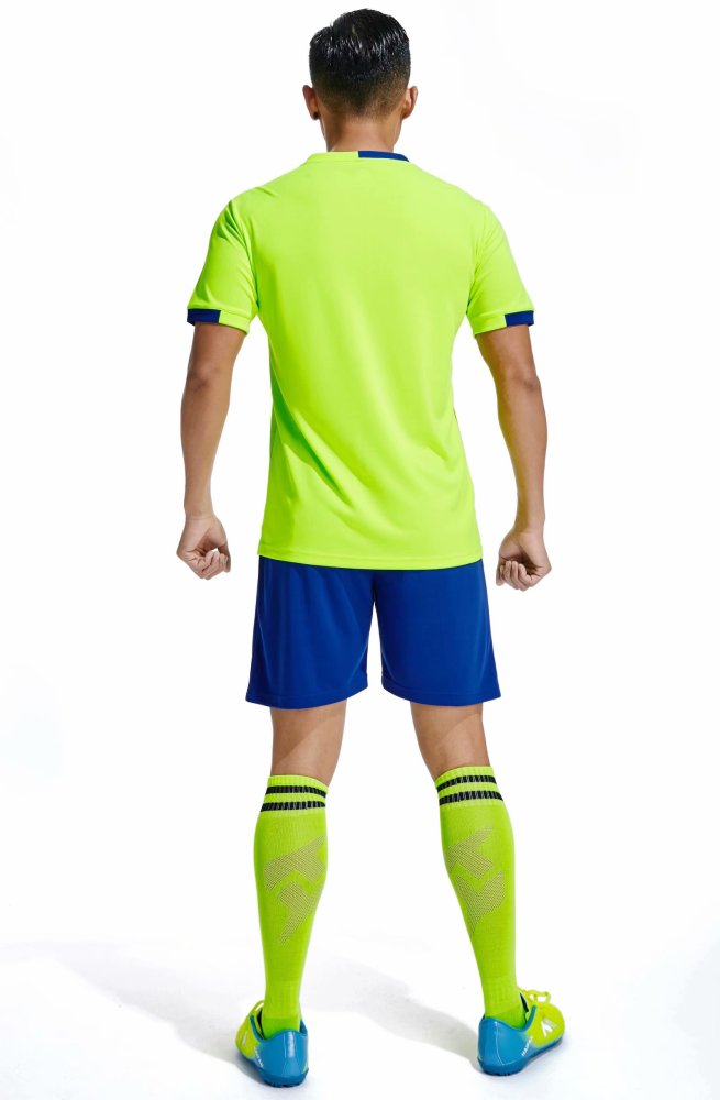D8817 Yellow Youth Set Adult Uniform Blank Soccer Training Jersey Shorts